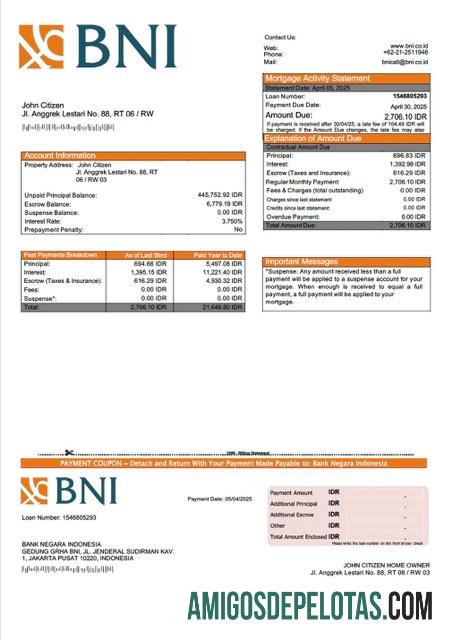 para download Banco da Indonésia Negara Indonésia (BNI) Declaração de hipoteca modelo Word e PDF